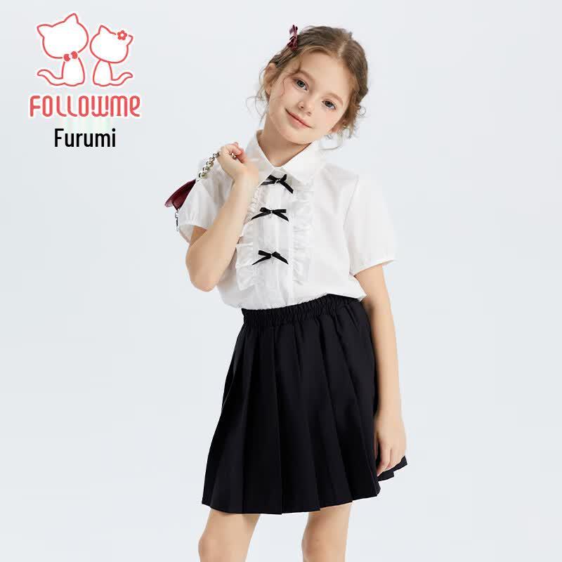 Conjunto de Camisa Preppy y Falda Plisada para Niñas Fuloumi
