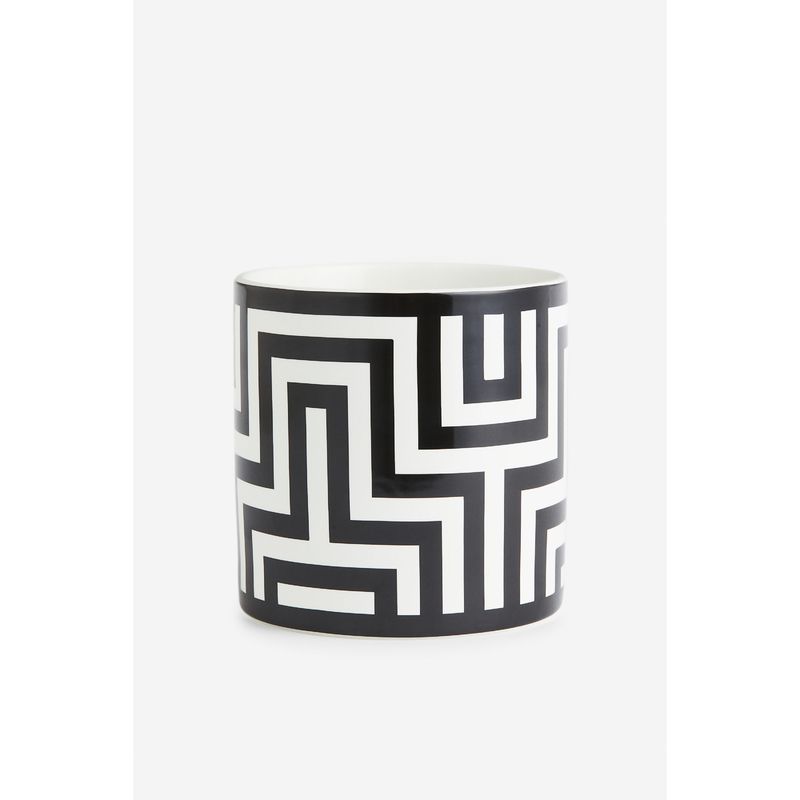 

HM Home Household Supplies Glass Flower Pot Design Christmas Desktop Coarse Glazed Pottery Flower Decoration 1133511 Black/Pattern Medium