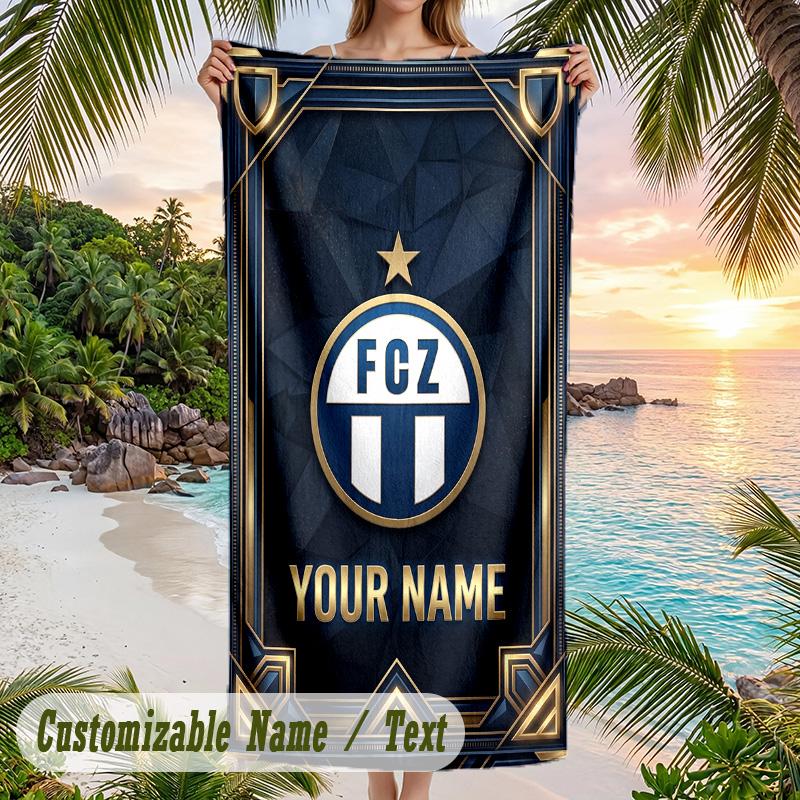 Beach Towel FC Zürich Print Custom Name Text Soft Towel for Swimming Pool