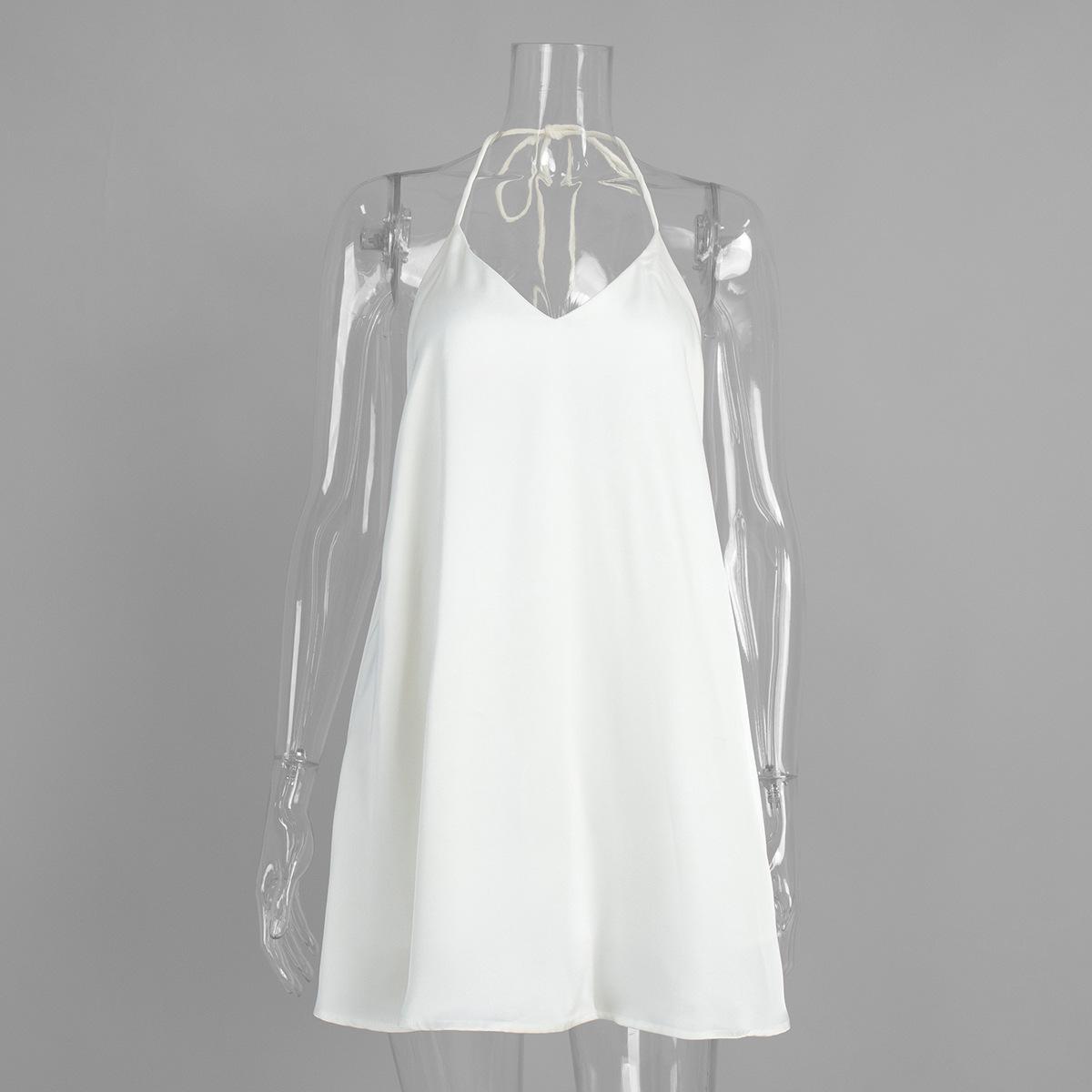 Dress European and American spring and summer new neck V-neck suspender loose and thin temperament short dress S