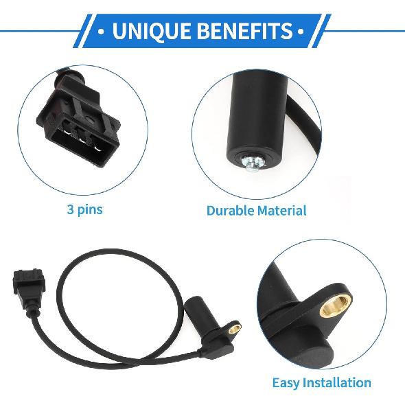 1 Pc Crankshaft Position Sensor for VW Jetta 1.9TDI 1997-1999 Sturdy Metal Plastic Black Engine Crank CKP Sensor