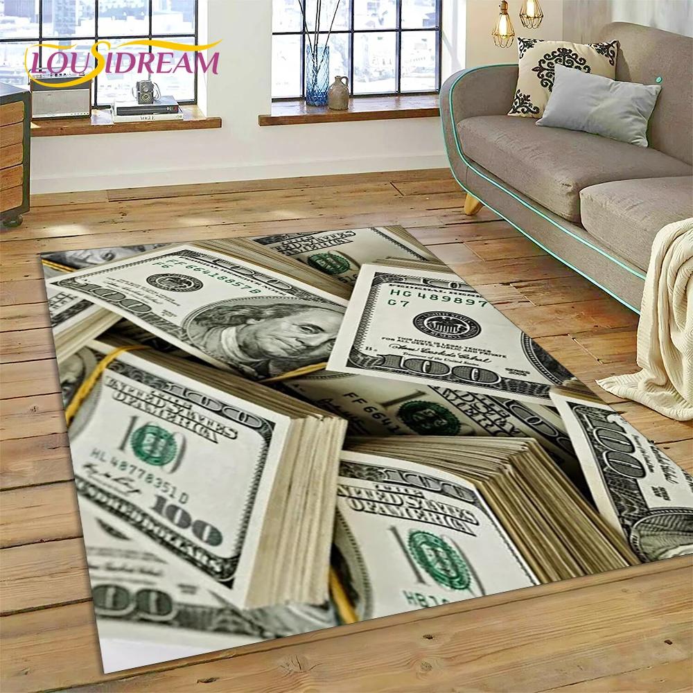 דולר אירו פאונד כסף עשיר שטיח אזור מצויר, שטיח שטיח לסלון ביתי חדר שינה ספה קישוט שטיחון כניסה, שטיח רצפה מונע החלקה לילדים