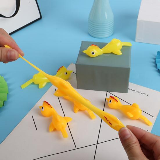 10Pcs Flying Chicken Catapult Rubber Chicken Finger Catapult Stretchy Chicken Shooter for Kids Indoor Outdoor