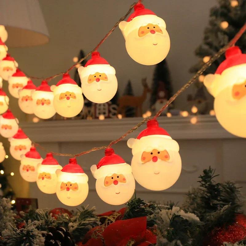 1.5M10 LED String Lights Battery Powered Santa Claus Fairy Garland Lamp Home Party Christmas Tree Decor Xmas Hanging Ornament