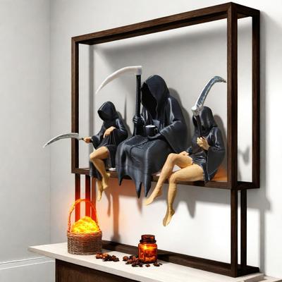 Gothic Desktop Sculpture Handmade Art Ornaments Mysterious Fantasy Figure Halloween Theme Garden Shelf Decoration