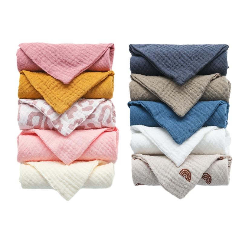 10 Pcs Baby Square Towels Infants Wash Hand Face Towel Handkerchief Feeding Bib Burp Cloth Soft Crepe Muslin Saliva Towel