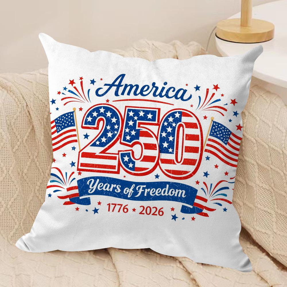 happy Anniversary of the US Cushion Cover Short plush Doublesided Print Square Throw Pillow Covers Sofa Home Cushion Decor