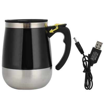 USB-Ladung Edelstahl Elektrische Magnetische Wasserbecher Milchkaffee Selbstumrührende Mischbecher 400ml Schwarz