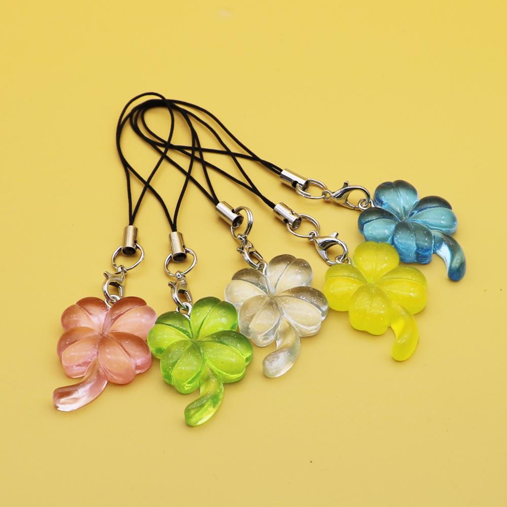 Cute Lucky Leaf Phone Charms Pendant Kawaii Keychain Cases For iP 14 Y2K Sweet Lanyard Accessories Ins Korea New