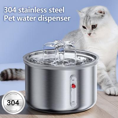 2L Cat Water Dispenser Safe 304 Stainless Steel Silent Filtered Cats Fountain Dog Automatic Drinker USB Powered Pet Supplies
