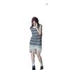 Summer 2025 Striped Sleeveless Knit Tassel Dress for Women