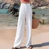 Women's High Waist Linen Blend Wide-Leg Pants - Slimming, Lightweight, and Casual for Summer