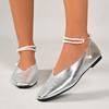 Mode Einzelne Schuhe Herbst Neu Quadratische Zehenpartie Flacher Ausschnitt Perlenbesatz Riemchen Slipper Weiche Sohle Rutschfest Niedrig Absatz Schuhe