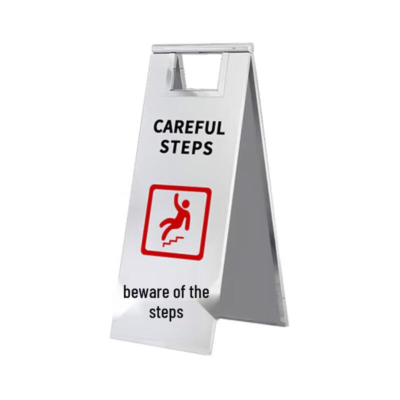 Foldable Stainless Steel Caution Steps A-Frame Sign