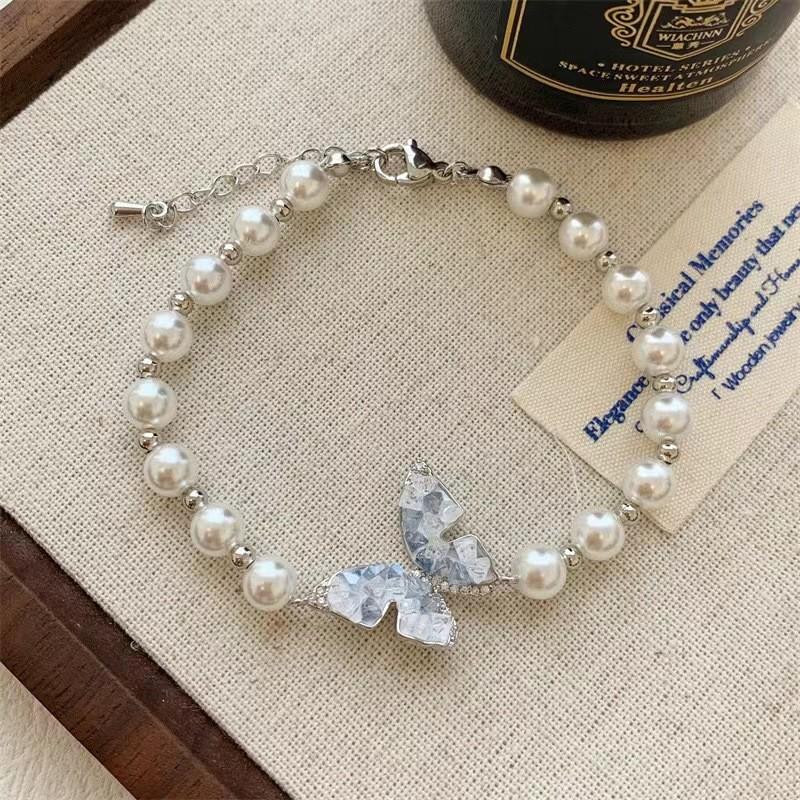Style French Luxurious Pearl Butterfly Bead Bracelet Chic And Unique Jewelry Handmade