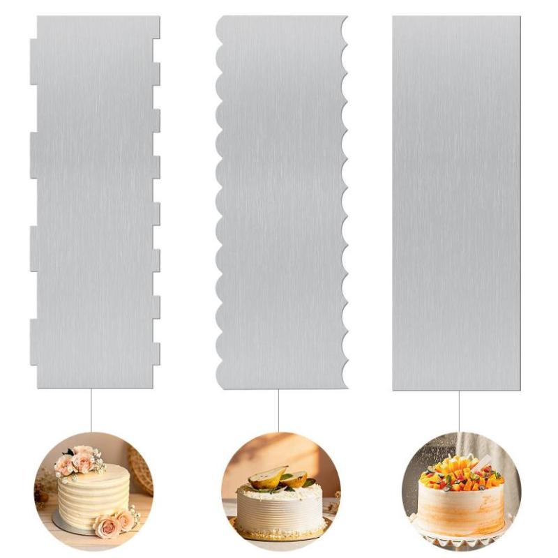 Stainless Steel Cake Smoother Scraper With Double Sawtooth Edge And Rust Resistant Surface Perfect For Home Baking Cake