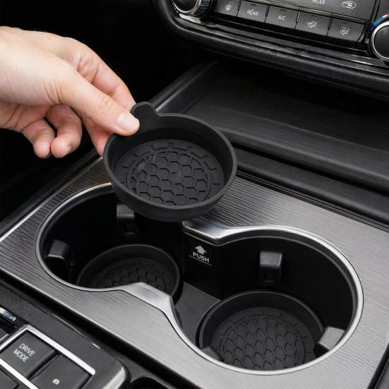 Car Cup Holder Mat, Non-Slip Silicone Coaster with Raised Edge, Anti Rattle Cup Pad for Auto Drink Holder
