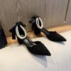 Fashion 2025 Summer New Women Hihg Heels Simple Low Heels Pointed Toe Shoes Women Fashion Footwear Ladies Fashionable Pearl Women Shoes