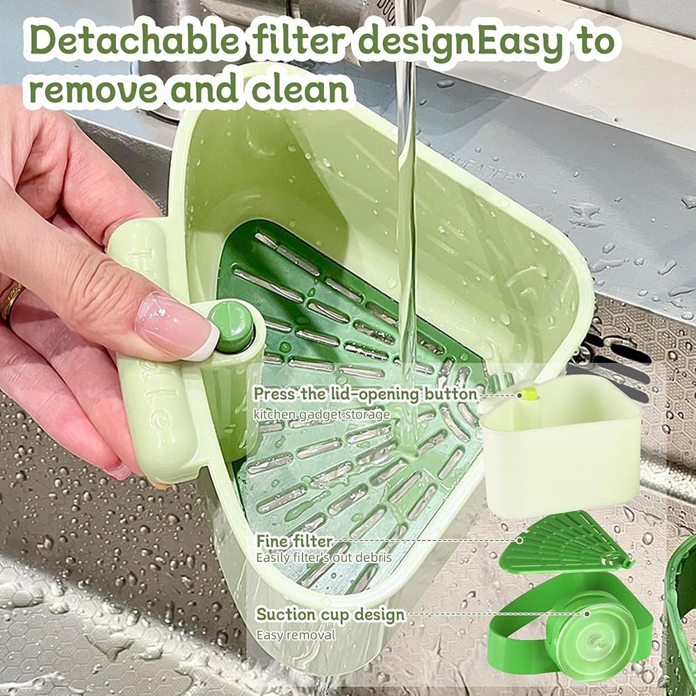 Kitchen Sink Organizer Suction Cup Rack Industrial Strength Suction Cup Sink Corner Strainer Micro-perforated Mesh