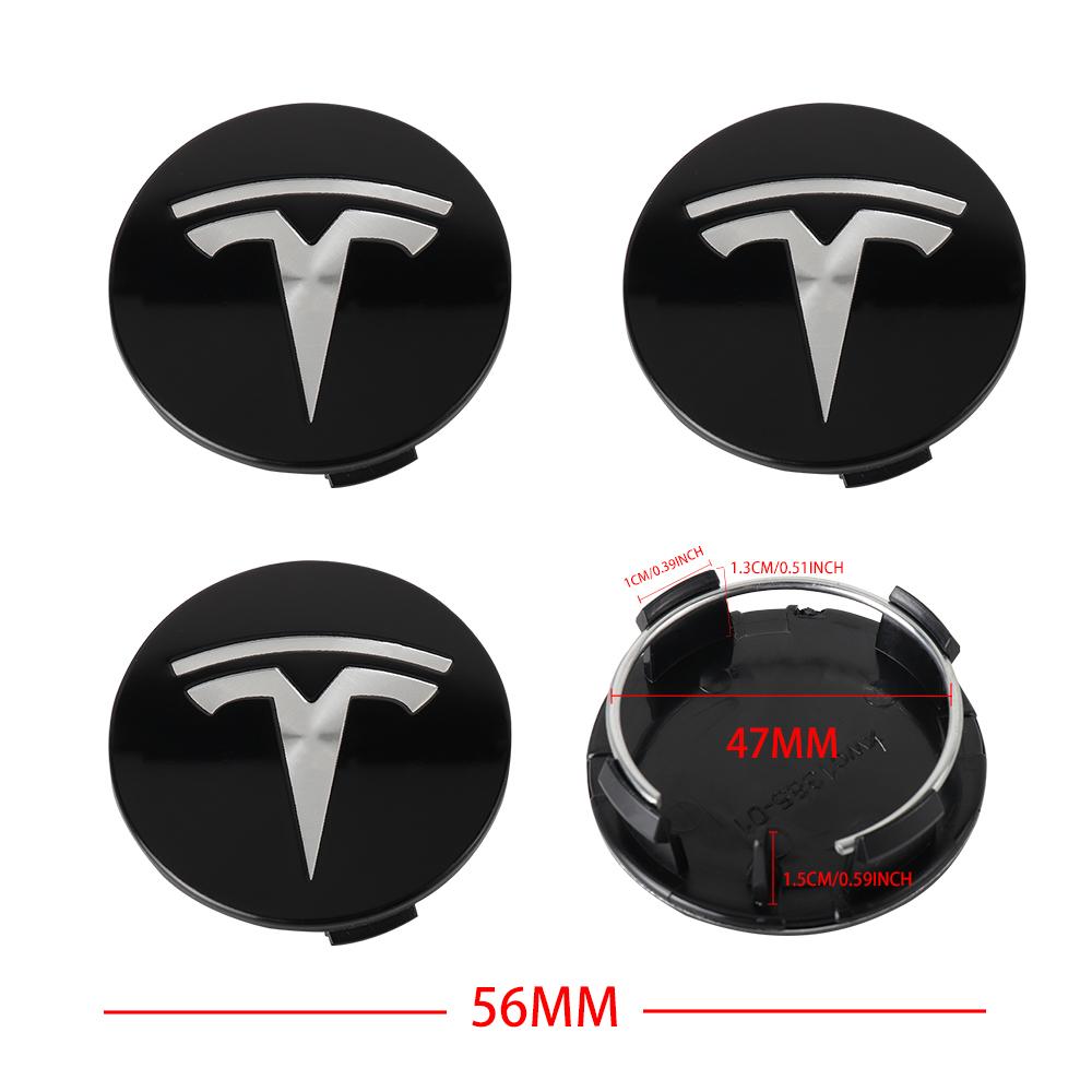 4pcs 56mm Black Silver Car Wheel Center Caps Rims Hub Cover Logo for Tesla Model 3 Y X S Hubcaps Auto Accessories