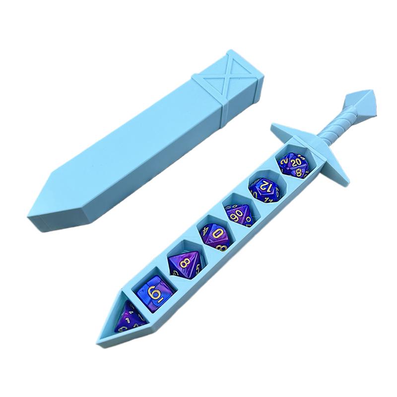 3D Printed Sword-Shaped Storage Box With Dices For Dnd Rpg Trpg Games Dice Dnd Game Role Dice Holder Desktop Ornament Storage Bo