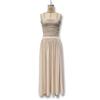 Abito Maxi Donna Senza Spalline a Tubo Vita Arricciata Colore Unico Svasato Lunghezza Pavimento Estivo Casual Vacanza al Mare Abito Lungo