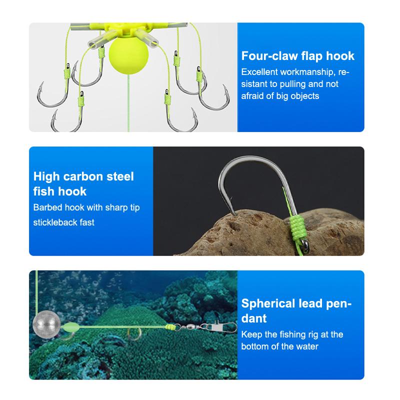 Est 1Pcs Hook Fishing Bait Cage Four Hook Carbon Steel Line Group Feeder Sinker Float Sharp Fishing Spring Bait Cage Tools