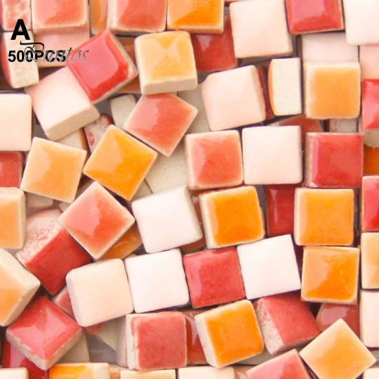 

500 шт. 1x1 см із керамічної квадратної скляної плитки змішаного кольору. DIY. Мозаїчна плитка. Товари для мистецтва. A