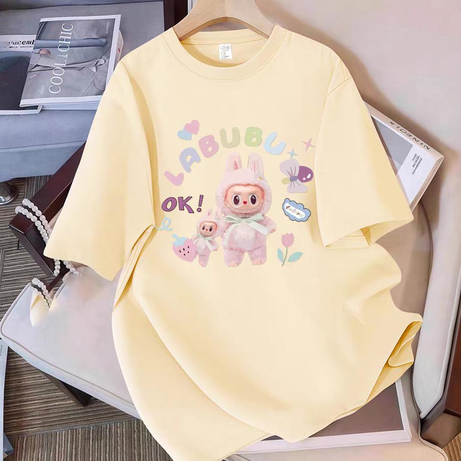 

Новая Горячая Футболка с Принтом LaBuBu для Женщин Модная Летняя Футболка с Коротким Рукавом и Круглым Вырезом Одежда Унисекс S