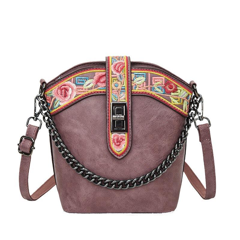 Retro Ethnic Style Embroidered Women's Shoulder Bags Soft PU Casual Ladies Messenger Bags Commuter Texture Women's Crossbody Bag for Mother's Day Gift