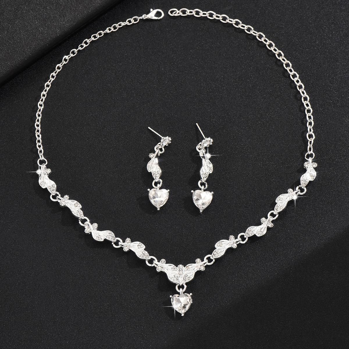 

Свадебное ожерелье, серьги, комплект свадебных украшений с цирконами, свадебное платье, аксессуары для вечернего платья, украшения для свадебного банкета.