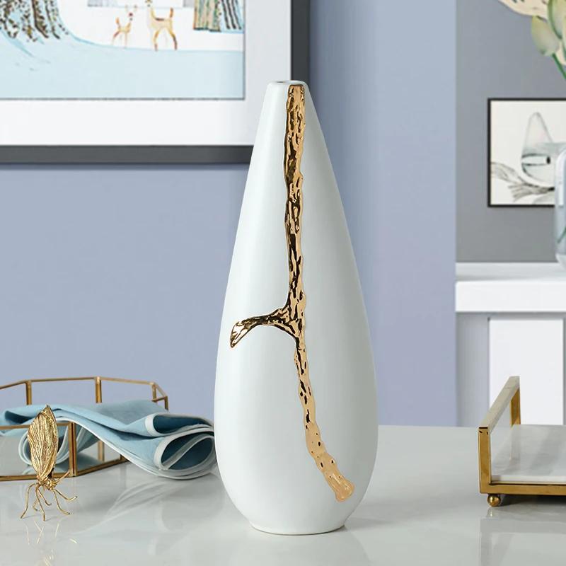 Nordic Small Mouth Vase, Home Decoration, Ceramic, Arts and Crafts, White Flower Vases, Centerpieces for Weddings, Accessories
