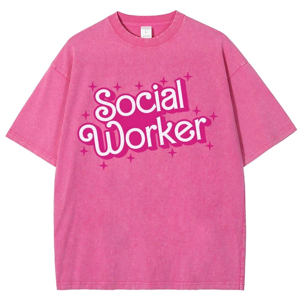 Unisex Fit Washed T-Shirt Customscool Tops For Women and Men American Vintage Simple Text Print Street Short Sleeve Shirts