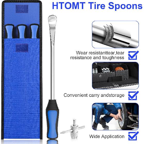 11.5" Tire Spoon Kit, 26Pcs Tire Changing Tool For Motorcycle Dirt Bike Lawn Tractor Bicycle, Motorcycle Tire Changer Tire Removal Tool With 3Pcs Rim