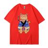 Japanese Harajuku Samurai Sword Cat T-Shirt Men Women Casual Tee Clothes Cotton Summer Tops Breathable T-Shirts