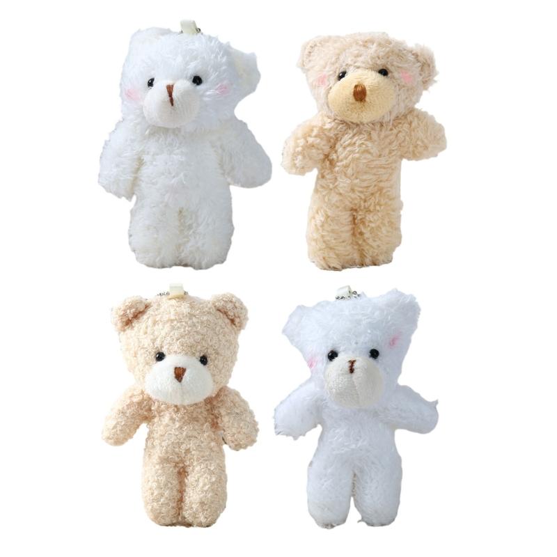 2pcsBlush Bear Pendant Plush Bear Keychain Stuffed Animal Pendant Soft Key Rings