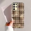 Winter Brown Lattice Grid Pattern Women Gilrs Phone Case for Samsung Galaxy S25 S24 S23 S22 S21 S20 FE Plus Ultra Shell Cover