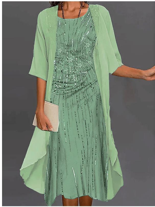 

Мода Весна и Осень 2023 Элегантное Шифоновое Платье-Двойка 3X Large