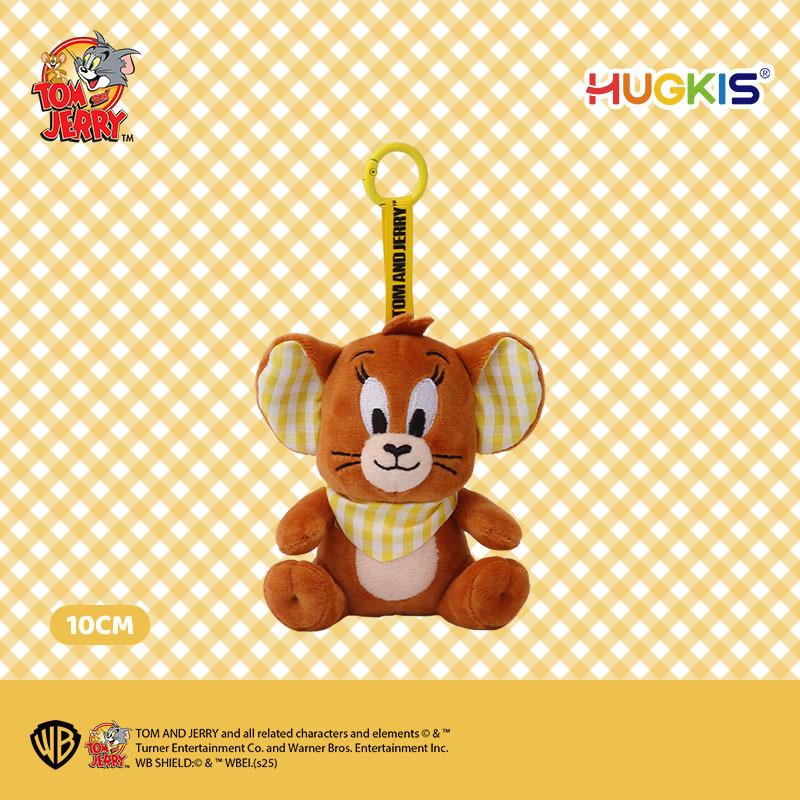 Tom and Jerry Plaid Plush Keychain: Cute Tom Cat & Jerry Mouse Charm