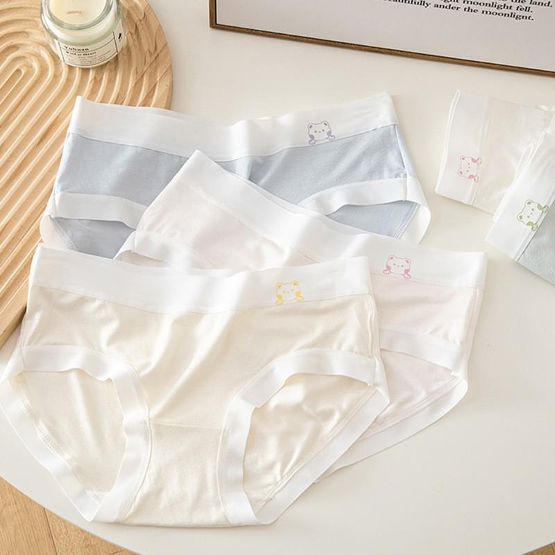 Ladies' Breathable Cartoon Cotton Underwear - Comfortable Antibacterial Waistband Triangle Pants