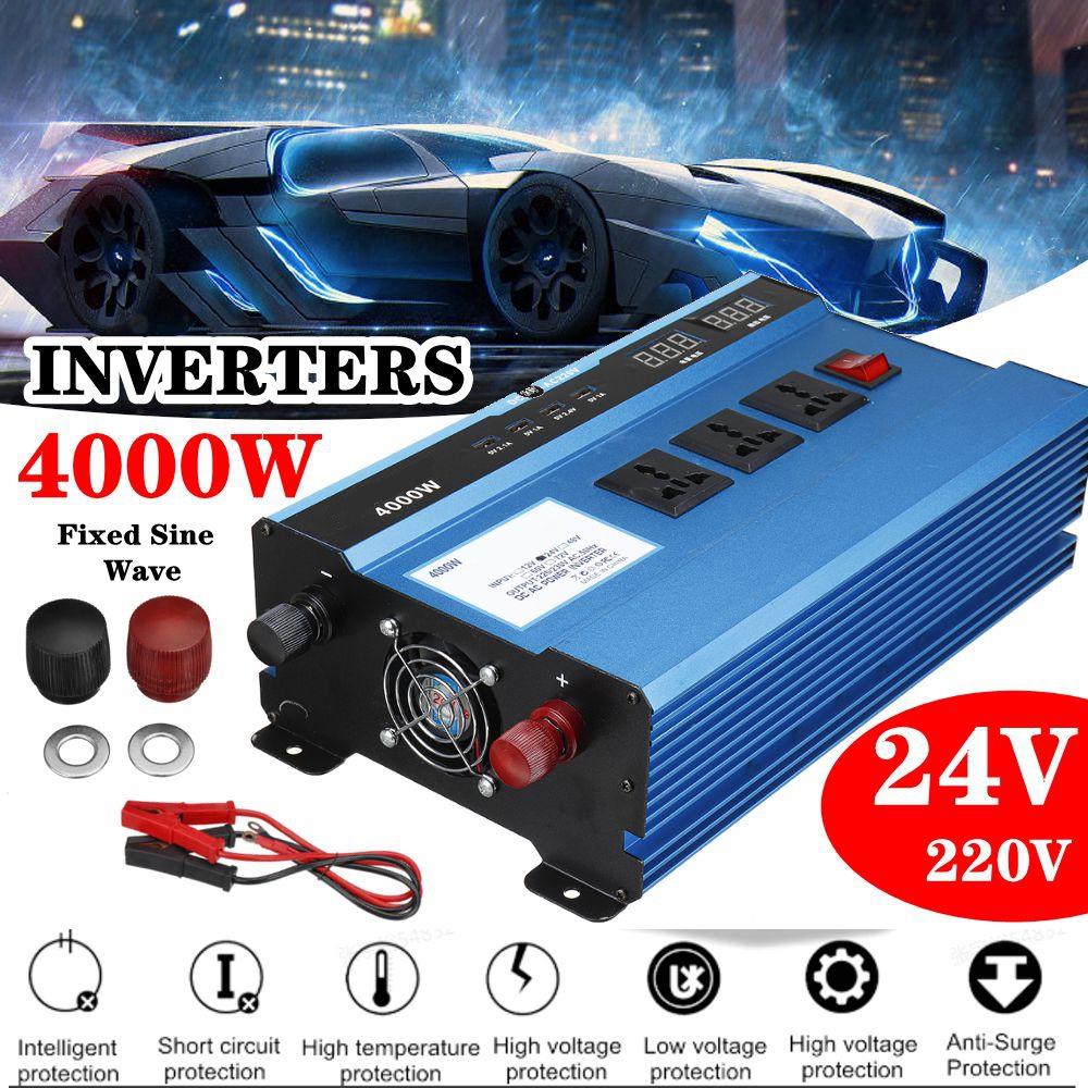 DC 2200/4000W 12/24V To AC 220V Adapter Charging Converter Car Inverters Modified Sine Wave Solar Power Voltage Transformer