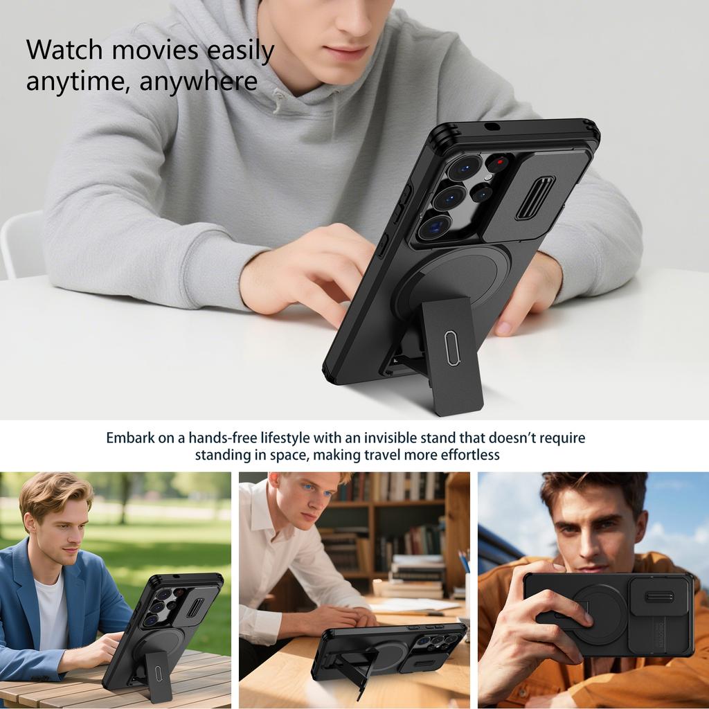 2 in 1 Schiebefenster Magnetische Handyhülle Für Samsung Galaxy S25 Ultra S25+ S24 FE S24+ TPU Rahmen Harte Plastik Rückseite Abdeckungen