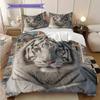 White Tiger Pattern Bedding Quilt Set Quilt Cover Pillowcase Home Decoration Birthday Gift (1 * duvet cover + 2 * pillowcase, without core)