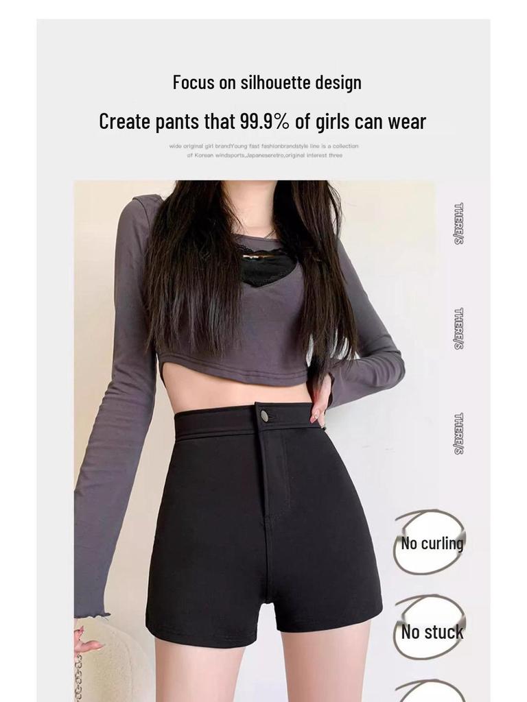 2025 New Spring/Autumn High Waist Women's Black Shorts - Hot Girl Tight Leggings Hot Pants