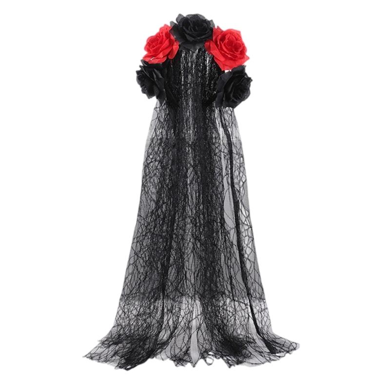 Rosenblüten Kränze Schleier Halloween Zuckerschädel Kostüme Mexikaner Blumen Stirnband Tag der Toten Kopfschmuck Geschenke