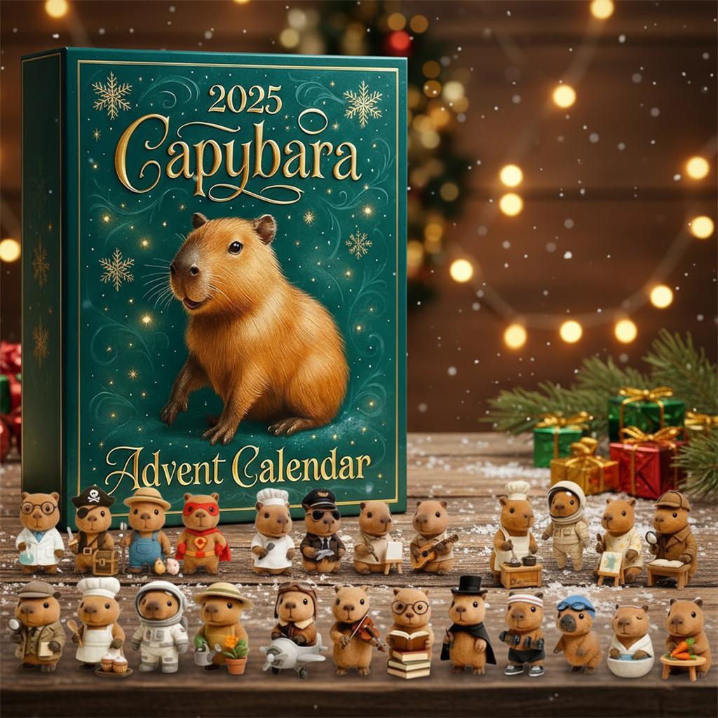 Capybara Christmas Advent Calendar with 24 2D Capybara Ornaments Advent Countdown Calendar for Christmas Tree Home Decoration