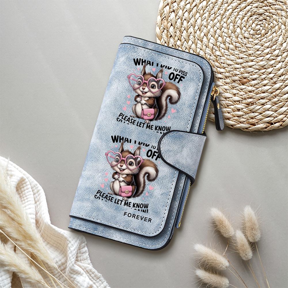 Cute Squirrel Print Wallet Fashion Casual Large Capacity Portable Ladies Long Purse
