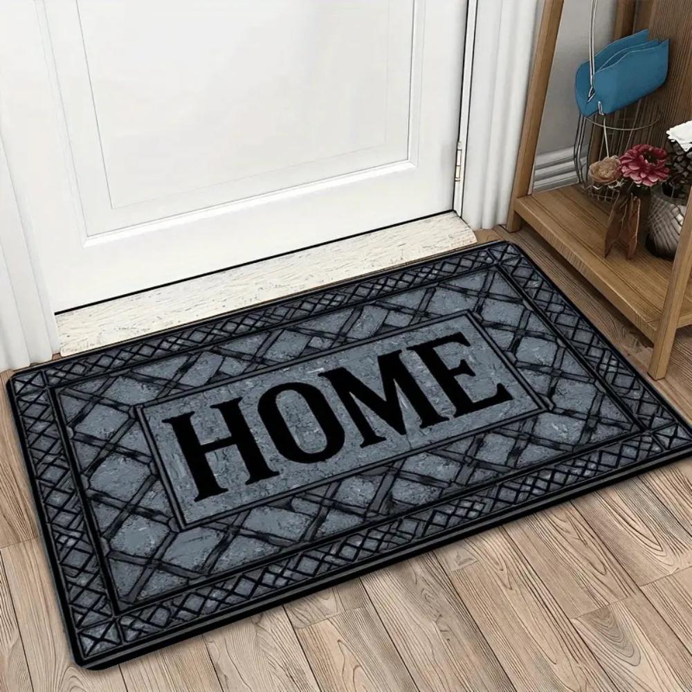 Modern Slate Pattern Design Welcome Door Mat Non Slip Rug for Indoor Outdoor Use Patio Balcony Living Room Bedroom Floor Carpet