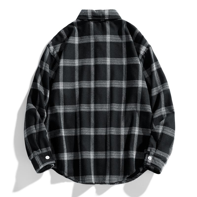 Men's Long-sleeved Plaid Shirt Plus Size Couple's Cotton Spring and Autumn Plus Size