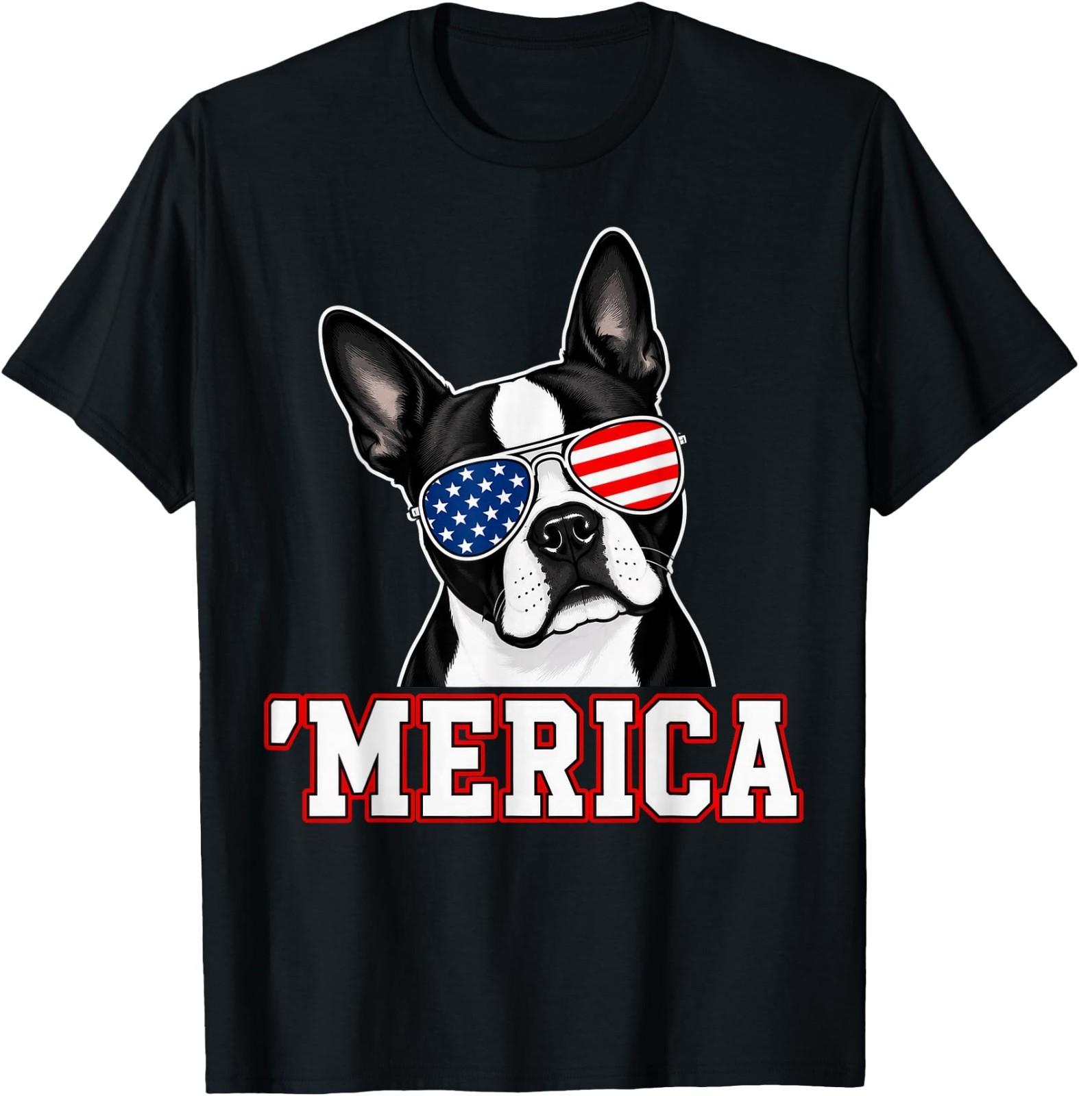 Merica Boston Terrier 4th of July T-Shirt XXXL